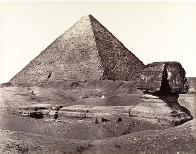 Velká pyramida a Velká sfinga, 1858. od Francis Frith