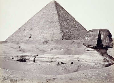 Velká pyramida se Sfingou v popředí, El-Geezah od Francis Frith