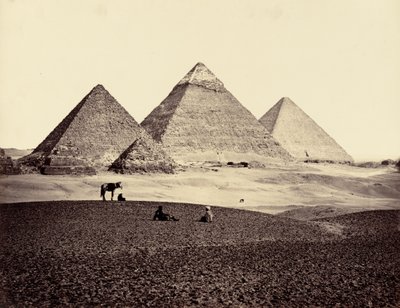 Pyramidy v El-Geezeh, od jihozápadu, 1858 (foto) od Francis Frith