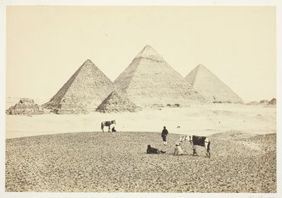 Pyramidy El Geezeh, z jihozápadu, 1857. od Francis Frith