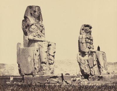 Sochy na pláni, Théby, 1858 (foto) od Francis Frith