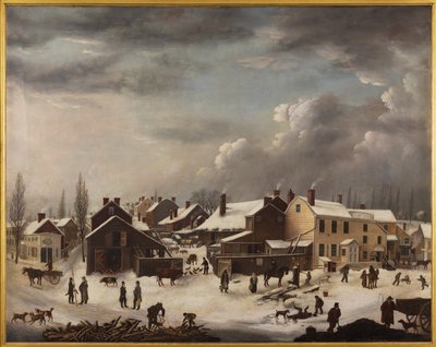 Zimní scéna v Brooklynu, asi 1819-1820 (olej na plátně) od Francis Guy
