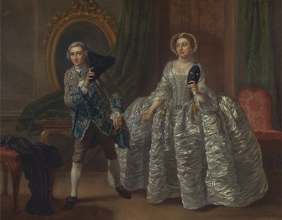 David Garrick a paní Pritchardová ve hře Benjamina Hoadleyho "Podezřelý manžel" od Francis Hayman