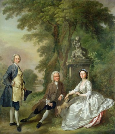 Jonathan Tyers († 1767) a jeho dcera Elizabeth a její manžel John Wood, kolem 1750-52 od Francis Hayman