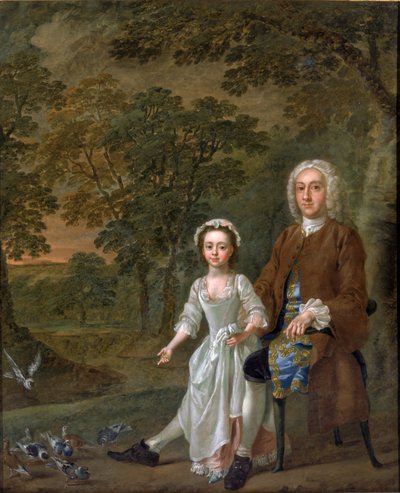 William Ellis a jeho dcera Elizabeth, kolem roku 1745 od Francis Hayman