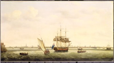 Fregata "Surprise" kotví u Great Yarmouth, Norfolk, asi 1775 od Francis Holman