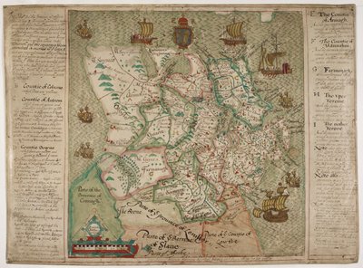 Mapa Ulsteru (pero a inkoust s mytím na papíře) od Francis Jobson