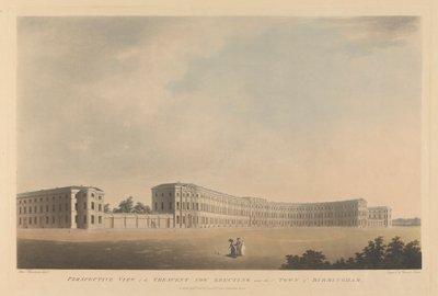 Perspektivní pohled na Crescent, který se nyní staví poblíž města Birmingham od Francis Jukes