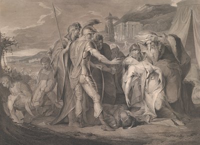 Král Lear pláče nad tělem Cordelie Shakespearové, Král Lear, 5. dějství, scéna..., 1. srpna 1792. od Francis Legat