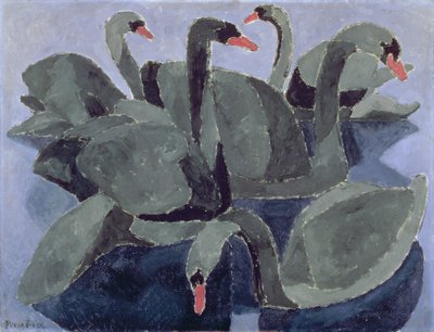 Černé labutě na modrém pozadí, asi 1909 (olej na plátně) od Francis Picabia