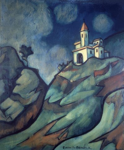 Hornatá krajina s kostelem od Francis Picabia