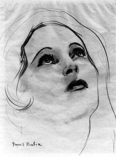 Tvář ženy se zdviženýma očima, Francis Picabia (1879-1953); grafitová tužka a akvarel na papíře. od Francis Picabia