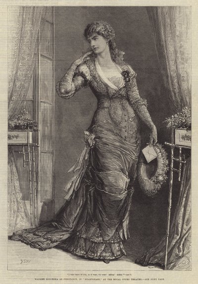 Madame Modjeska jako Constance v představení Heartsease v Royal Court Theatre od Francis S. Walker