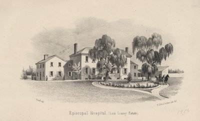 Biskupská nemocnice, litho od P.S. Duval a syn, 1856 od Francis Schell