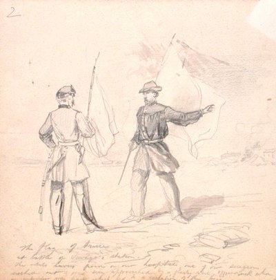 Vlajka příměří, kolem roku 1860 (tužka na papíře) od Francis Schell