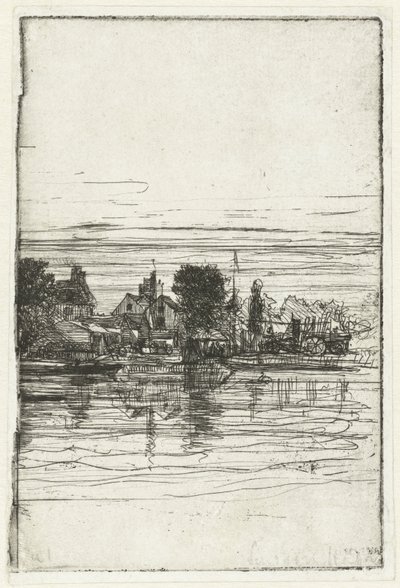 Vesnice na vodě Strana Temže od Francis Seymour Haden (Sir) (signed by artist)