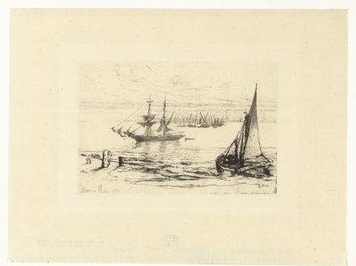 Loď na kotvě Briga na kotvě od Francis Seymour Haden (Sir) (signed by artist)