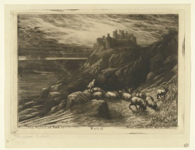Hrad Harlech ve Walesu Harlech (název na objektu) od Francis Seymour Haden (Sir) (signed by artist)