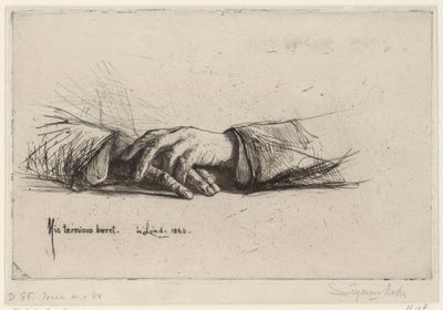 Rustende handen ruce složené leptové studie (název série) od Francis Seymour Haden (Sir)
