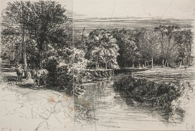 Řeka Dundrum a dva osli od Francis Seymour Haden