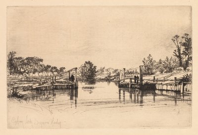 Egham Lock, 1859. od Francis Seymour Haden