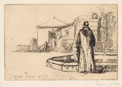 Mnich u fontány, 1877. od Francis Seymour Haden
