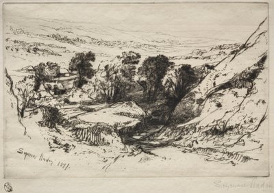 Nine Barrow Down, 1877. od Francis Seymour Haden