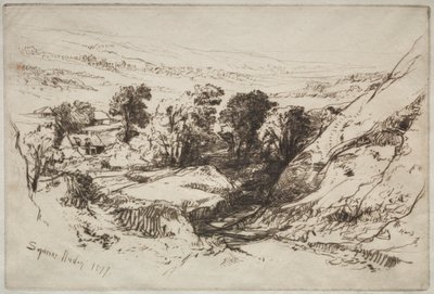 Nine Barrow Down, 1877. od Francis Seymour Haden