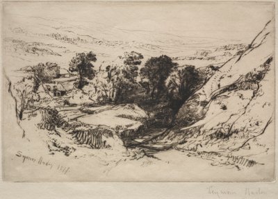 Nine Barrow Down, 1877. od Francis Seymour Haden