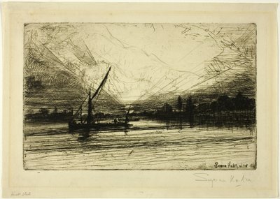 Západ slunce na Temži od Francis Seymour Haden