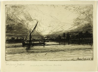 Západ slunce na Temži od Francis Seymour Haden