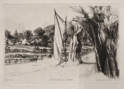 Thames Ditton - S plachtou, 1864. od Francis Seymour Haden