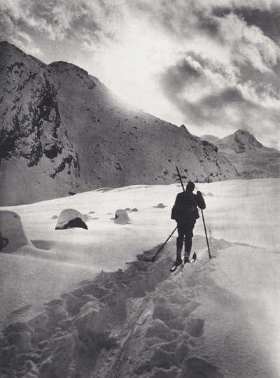 Východní Alpy: Odpoledne na ledovci Roseg (č/b foto) od Francis Sydney Smythe