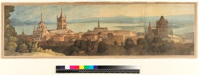 No.1483 Pohled na Lausanne, 1781 (wc, tužka a inkoust na papíře) od Francis Towne