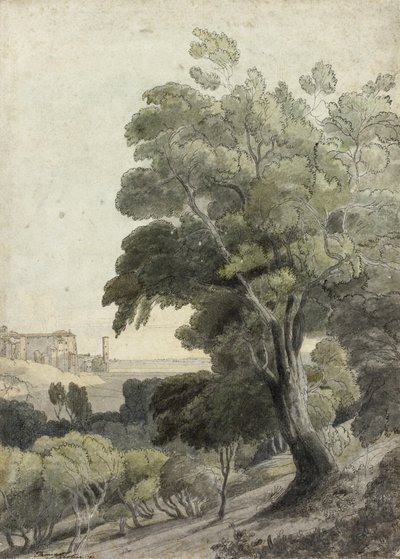 Tivoli, Zobrazení Říma v dálce, c.1781 od Francis Towne
