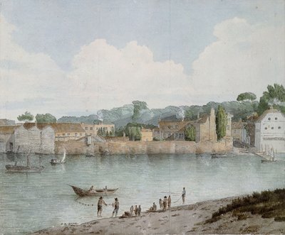 Vauxhall Stairs, z Millbank, 1797 od Francis Towne