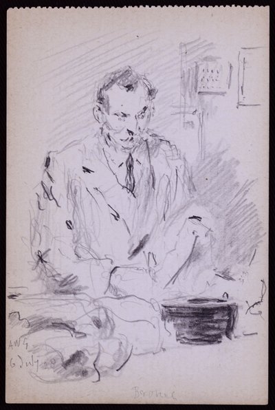 Portrét Gilberta? Bayes, c. 1928 (tužka na papíře) od Francis Wilfred Lawson