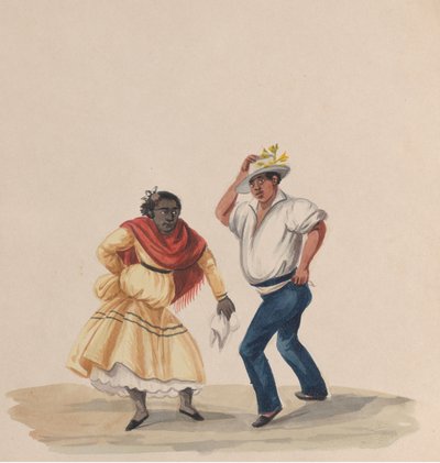 Tančící muž a žena ze skupiny kreseb zobrazujících peruánský kroj, 1848. od Francisco
