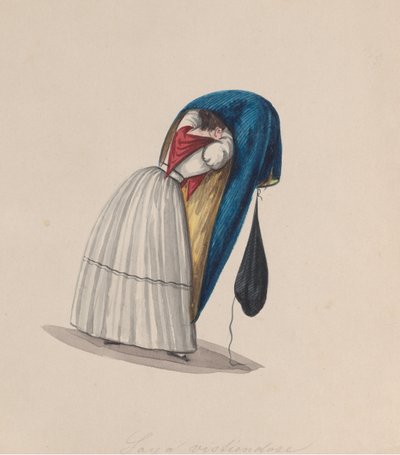 Žena vstupující do své saya při pohledu zezadu, ze skupiny kreseb zobrazujících..., ca. 1848. od Francisco