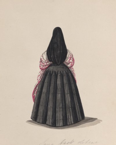 Žena na sobě saya při pohledu zezadu, ze skupiny kreseb zobrazujících..., ca. 1848. od Francisco