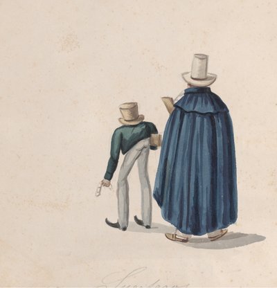 Dvě peruánské věštkyně s cylindry při pohledu zezadu, ze skupiny..., ca. 1848. od Francisco