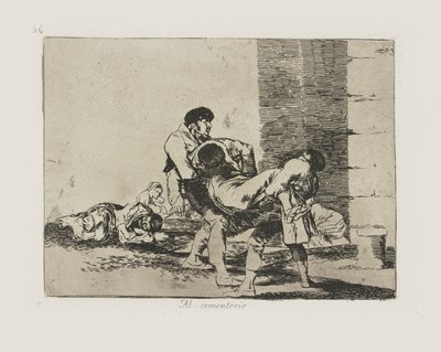 Na hřbitov. (Na hřbitov.), pl. 56 ze série The Disasters of War od Francisco de Goya