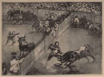 Býčí zápasy v rozděleném ringu od Francisco de Goya