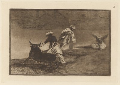 Capean otro encerrado (Hrají si jiného s mysem v ohradě), deska 4 z La tauromaquia od Francisco de Goya