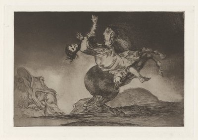 El Caballo Raptor (Únosec koní), také známý jako La mujer y el potro, que los dome otro (Žena a kůň, ať je ovládne někdo jiný), ze série Los absurdities (Los proverbios) od Francisco de Goya