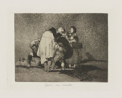 Espir? náprava hříchu. (Nedalo se nic dělat a zemřel.), pl. 53 ze série Los desastres de la guerra (The Disasters of War) od Francisco de Goya