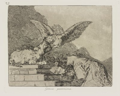 Gateská pantomima. (Kočičí pantomima.), pl. 73 ze série The Disasters of War od Francisco de Goya