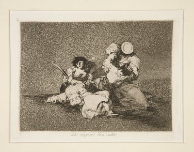 Las mugeres [sic] dát odvahu (Ženy dávají odvahu), pl. 4 z The Disasters of War od Francisco de Goya