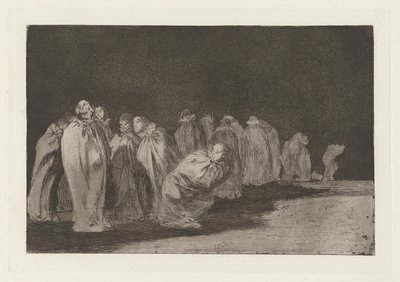 Los ensacados (Muži v pytlích), také známý jako So el sayal, hay al (Je něco pod pytlovinou), ze série Los disparates (Los proverbios) od Francisco de Goya