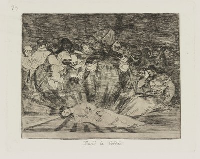 zemřel? pravda. (Pravda zemřela.), pl. 79 ze série The Disasters of War od Francisco de Goya